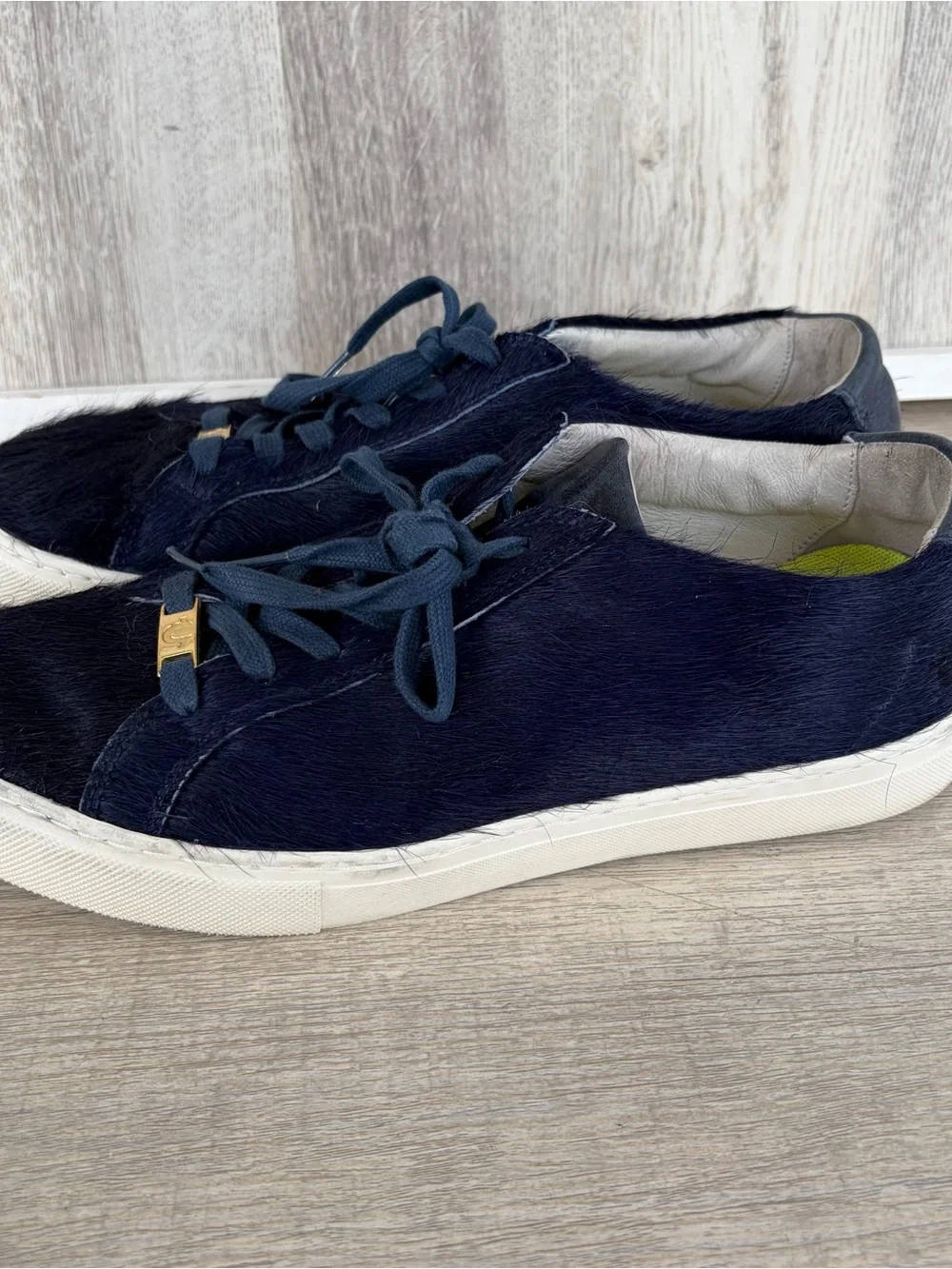 True Religion Blue Fur Sneakers Mens 10 42 Low Top Y2K Funky Club Shoes G